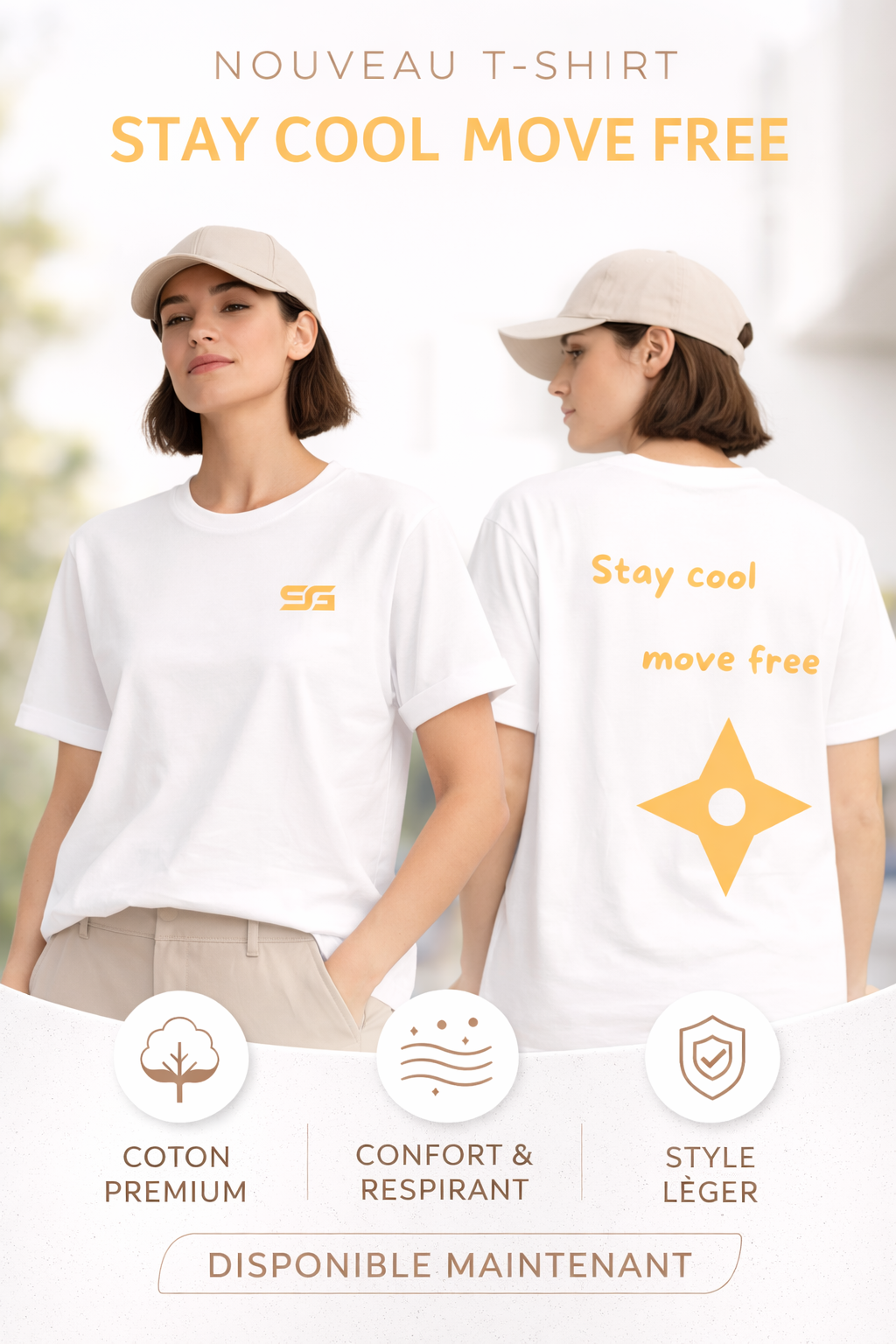 T-shirt Blanc - SG - Stay Cool Move Free